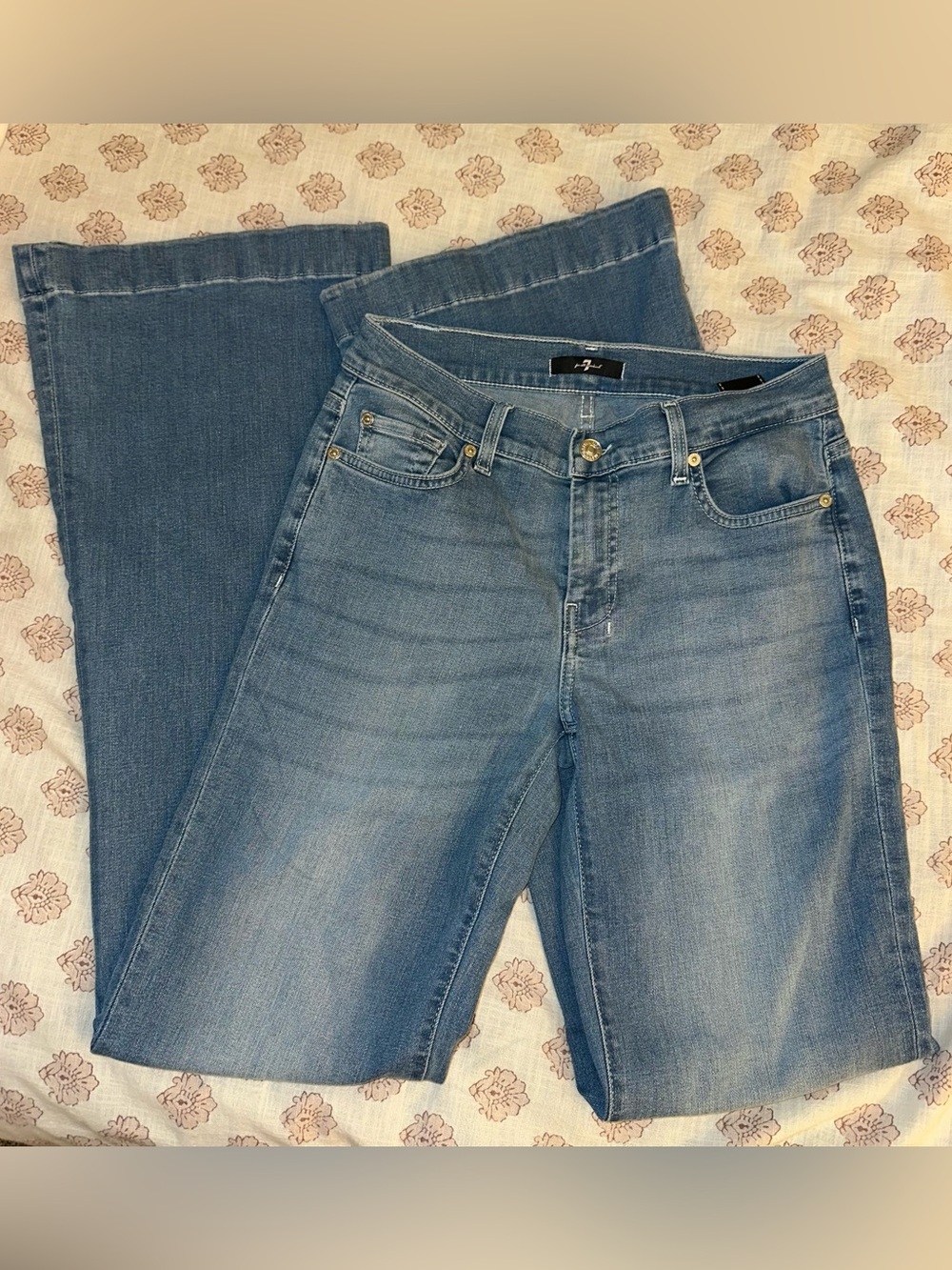 7 For All Mankind Light Blue Wide Leg Jeans